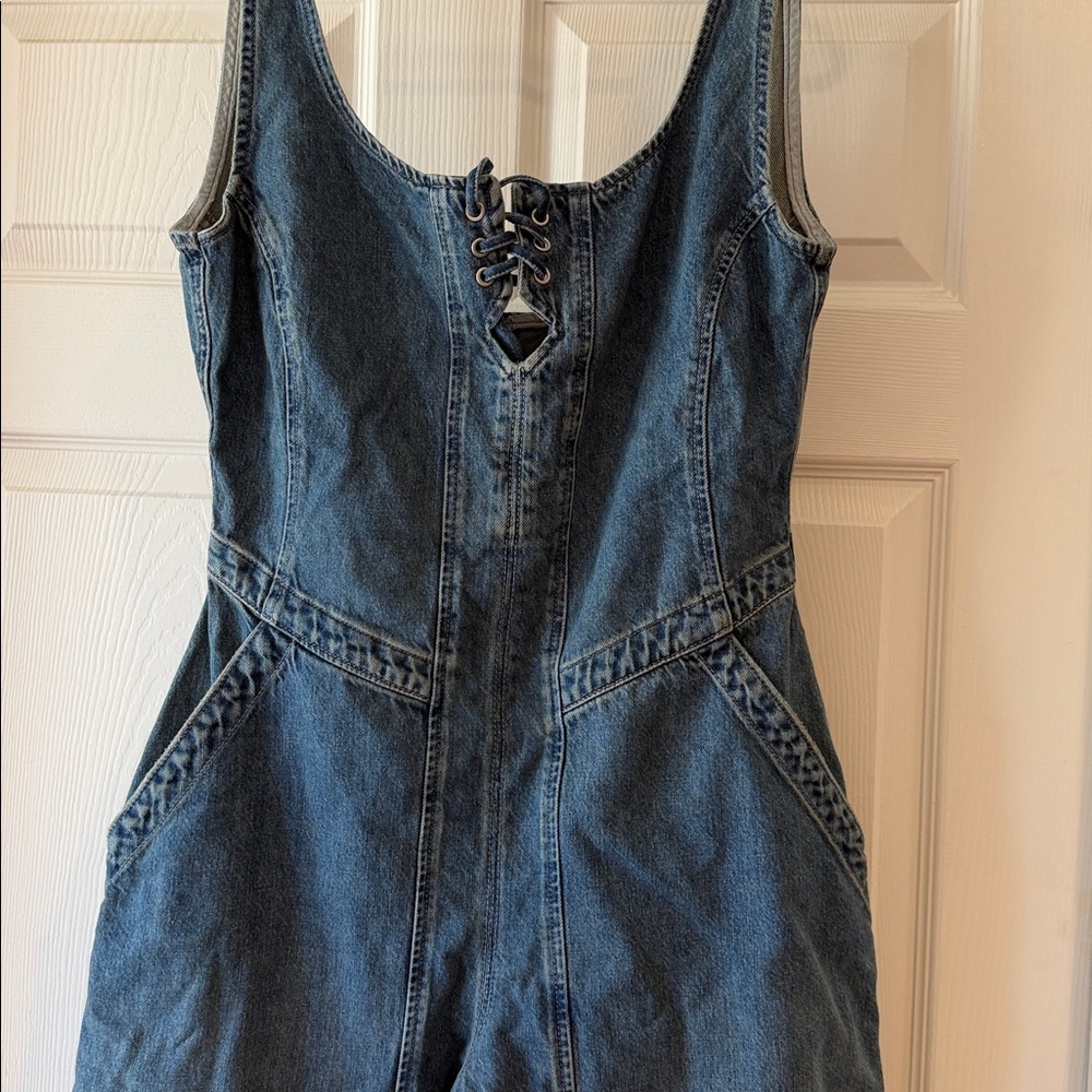 We The Free Blue Denim Overalls Sz L.  SEE PICTURES. Box33 - Picture 2 of 6